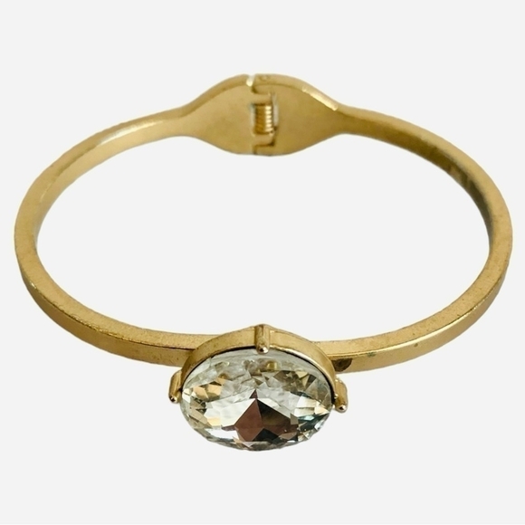 Women’s Bracelet Gold Tone Bangle Bracelet  Round Diamond Rhinestone Bracelet - Picture 2 of 4